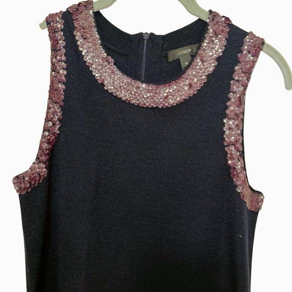 J. Crew black merino wool beaded sweater tank top XS like new - Picture 2 of 4